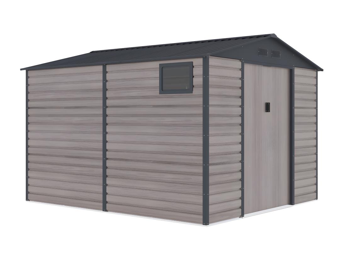 Vente Unique Abri De Jardin Métal En Acier Galvanisé Effet Bois Gris 8 94 M² - ADELMO