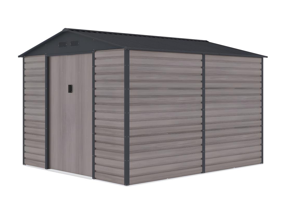 Vente Unique Abri De Jardin Métal En Acier Galvanisé Effet Bois Gris 8 94 M² - ADELMO