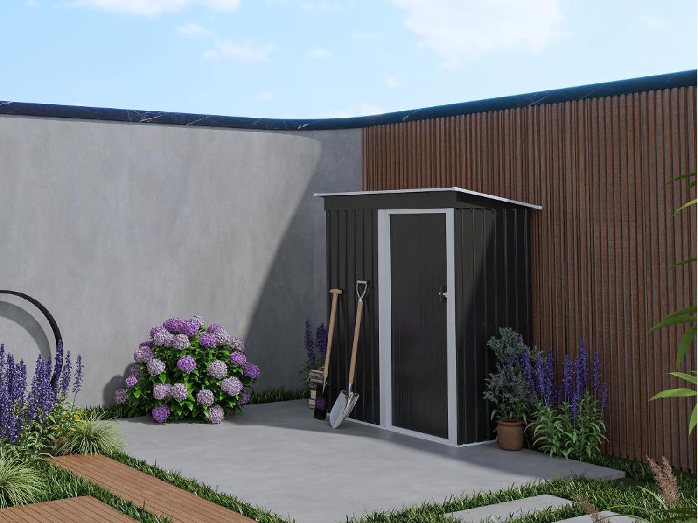vente unique Abri de jardin métal en acier galvanisé gris 1 39 m² BIRON