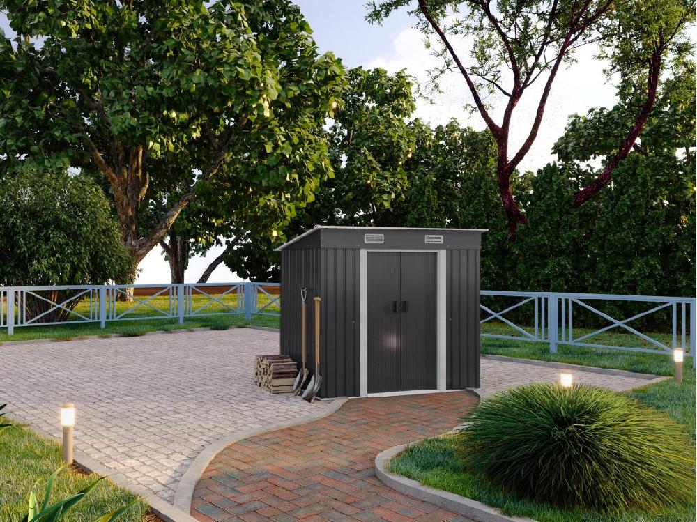vente unique Abri de jardin métal en acier galvanisé gris 2 3 m² - MANSO
