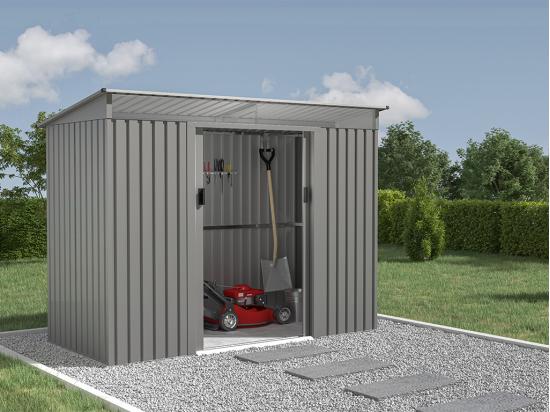 vente unique Abri de jardin métal en acier galvanisé gris 3 23 m² - FOLCO