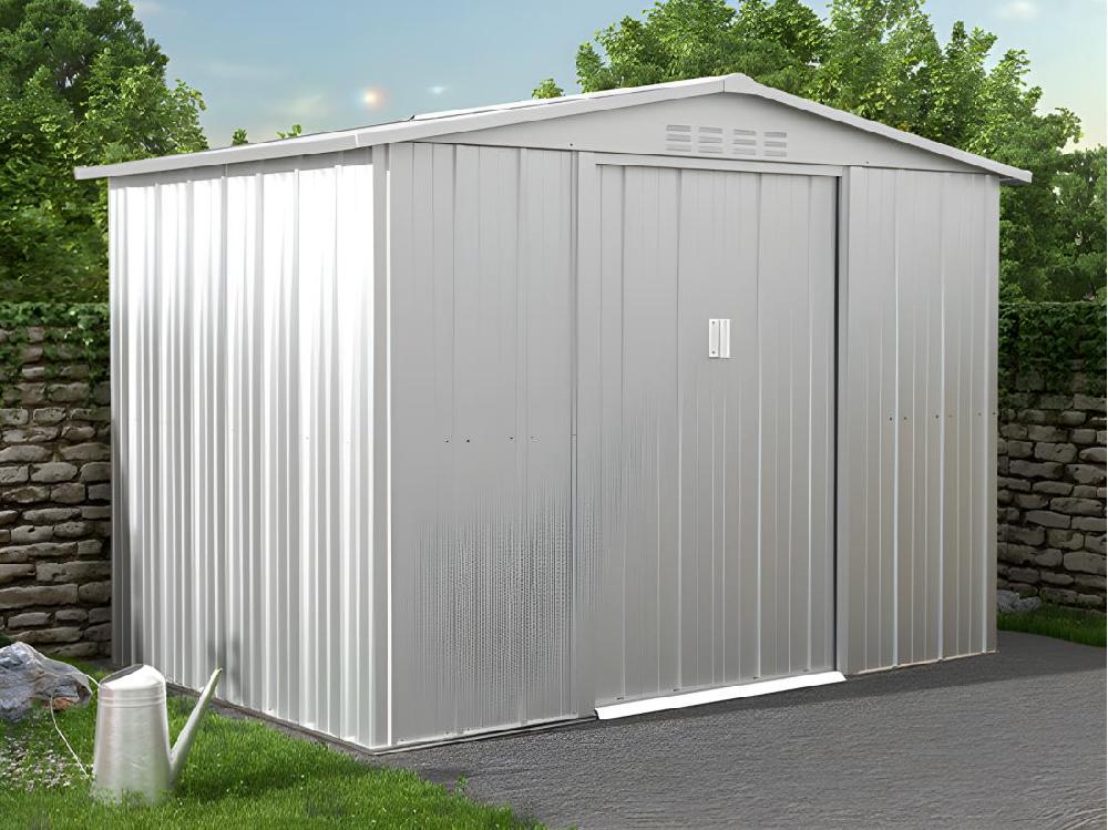 vente unique Abri de jardin métal en acier galvanisé gris 4 91 m² LINUS