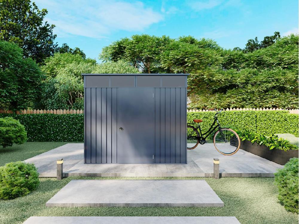 vente unique Abri de jardin métal en acier galvanisé gris anthracite 4 6 m² - CLAFTON