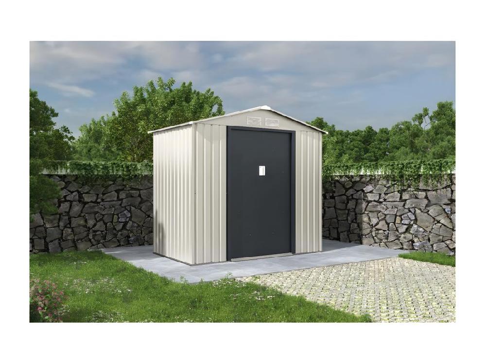 Vente Unique Abri De Jardin Métal "Nebraska" - 2.71 M² - Beige/gris Anthracite
