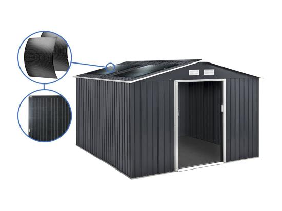 vente unique Abri de jardin métal - "Vegas"- 15 m² avec panneaux solaires - Gris