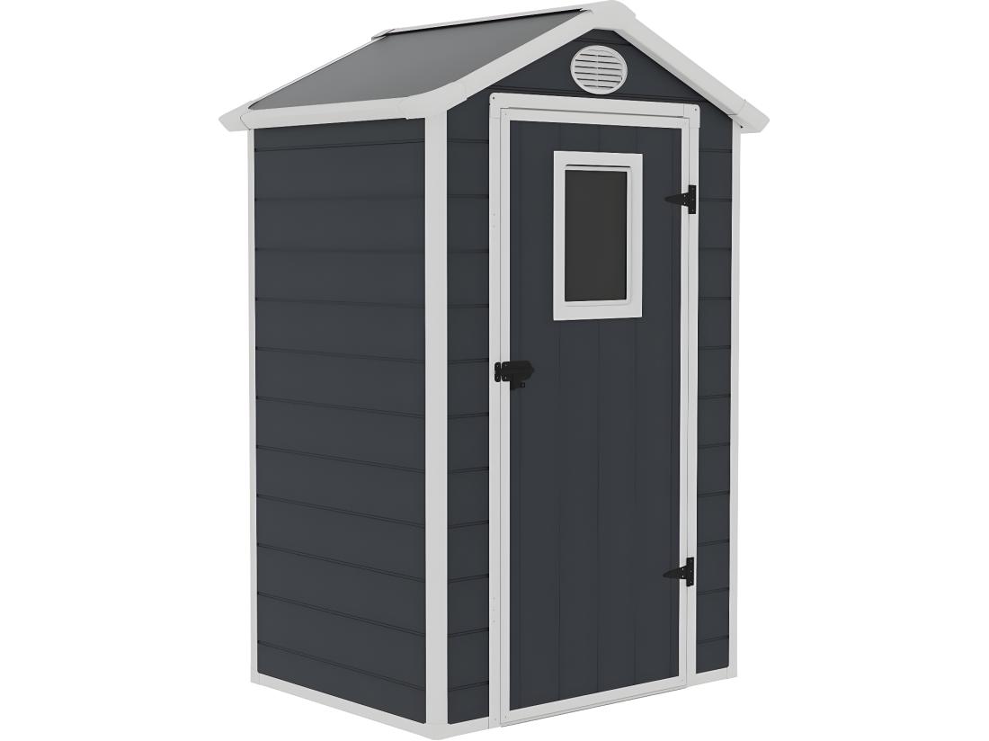 Vente Unique Abri De Jardin Résine "Texas" - Kit D'ancrage Inclus - 1.34 M² - Anthracite