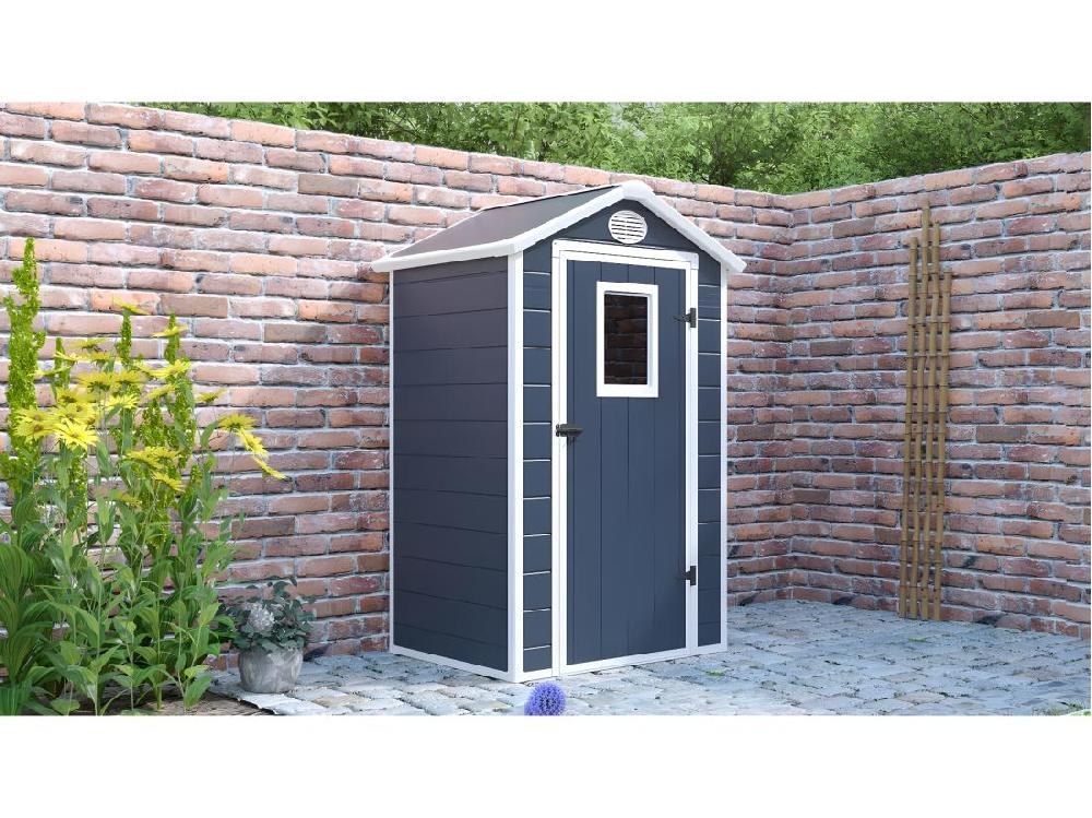 Vente Unique Abri De Jardin Résine "Texas" - Kit D'ancrage Inclus - 1.34 M² - Anthracite