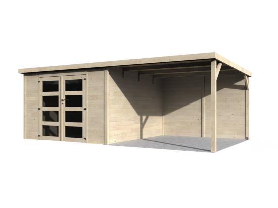 vente unique Abri jardin bois "Delices" avec extension - 17.44 m² - 5.71 x 3.05 x 2.02 m - 28 mm