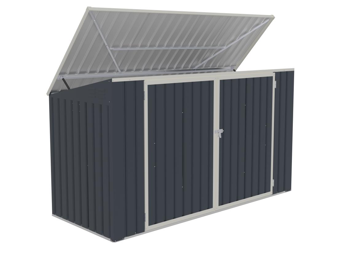 Vente Unique Abri Pour Poubelle Triple En Acier Galvanisé Gris Anthracite - L237 X P101 X H131 Cm - ILARIO