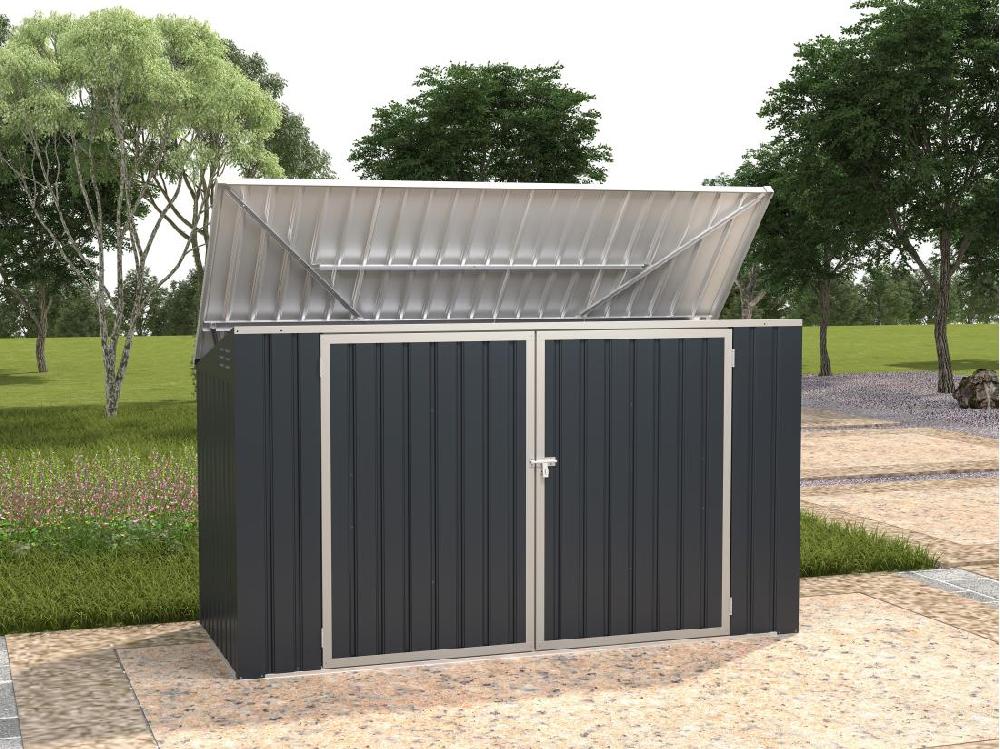 vente unique Abri pour poubelle triple en acier galvanisé gris anthracite - L237 x P101 x H131 cm - ILARIO
