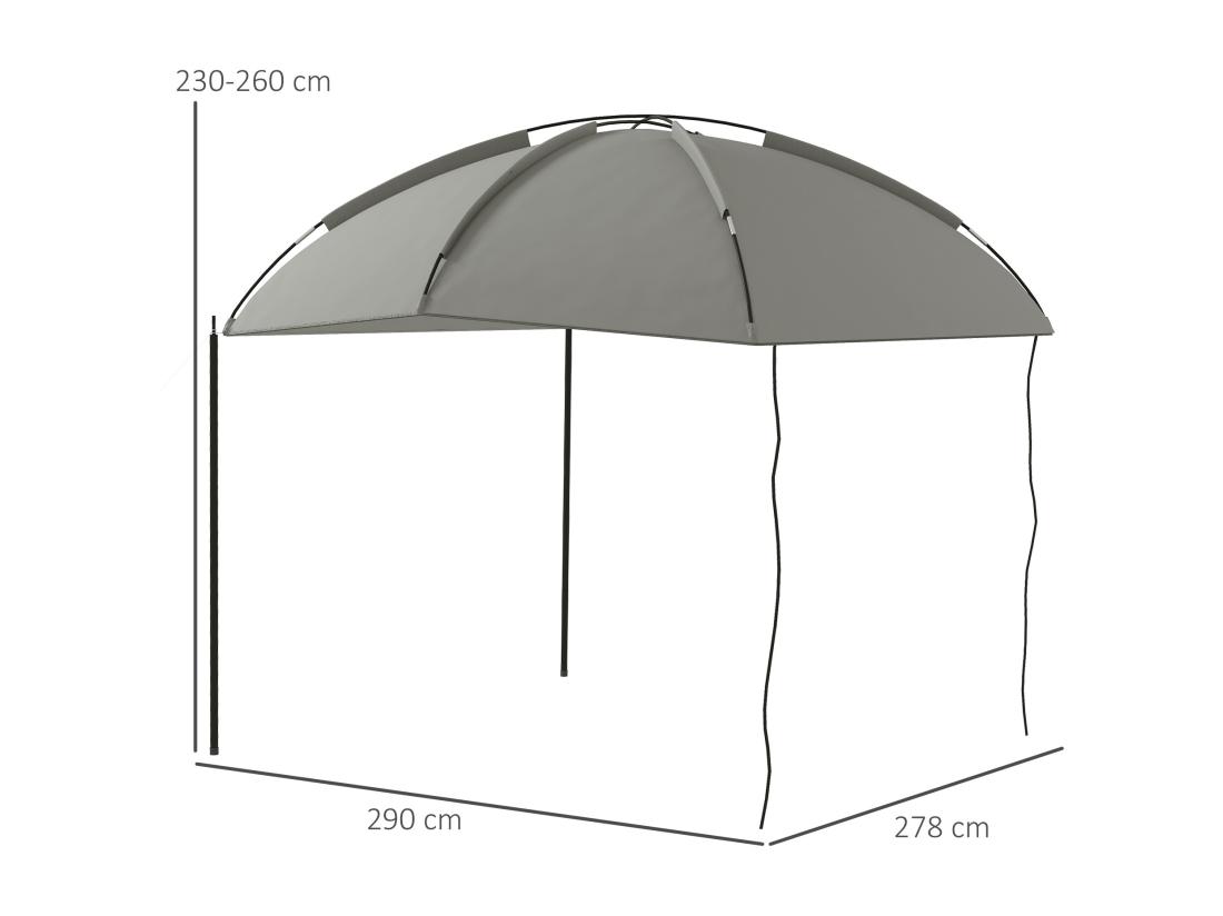 Vente Unique Abri Solaire De Camping - Barnum Réglable En Dôme Sac Inclus - Acier Polyester Haute Densité Gris