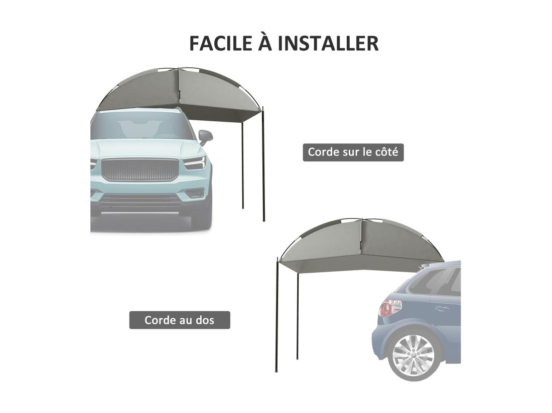 Vente Unique Abri Solaire De Camping - Barnum Réglable En Dôme Sac Inclus - Acier Polyester Haute Densité Gris