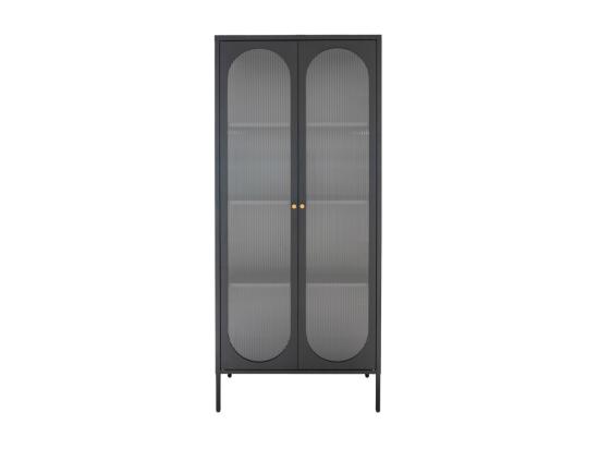 Vente Unique Adelaide - Vitrine En Verre Et Métal H180cm : Couleur - Noir