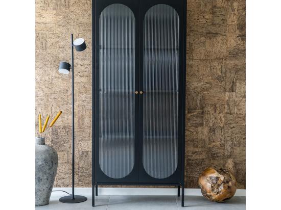 Vente Unique Adelaide - Vitrine En Verre Et Métal H180cm : Couleur - Noir