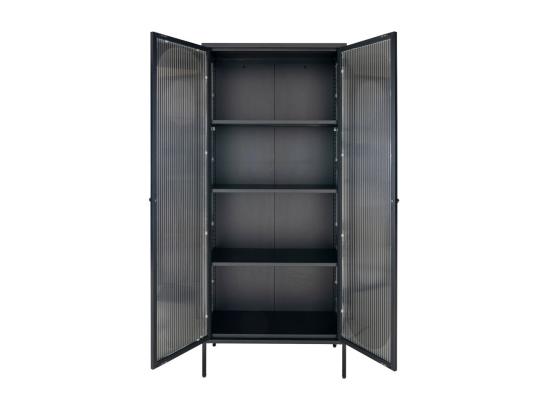 vente unique Adelaide - Vitrine en verre et métal H180cm : Couleur - Noir