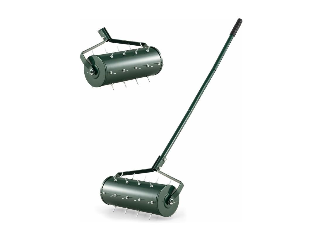 vente unique Aérateur à Gazon Roulant de 52 cm Scarificateur Manuel avec Poignée Amovible de 130 cm Pointes de Dents pour Ameublir Le Sol Aération de l'herbe pour Pelouse Jardin Vert