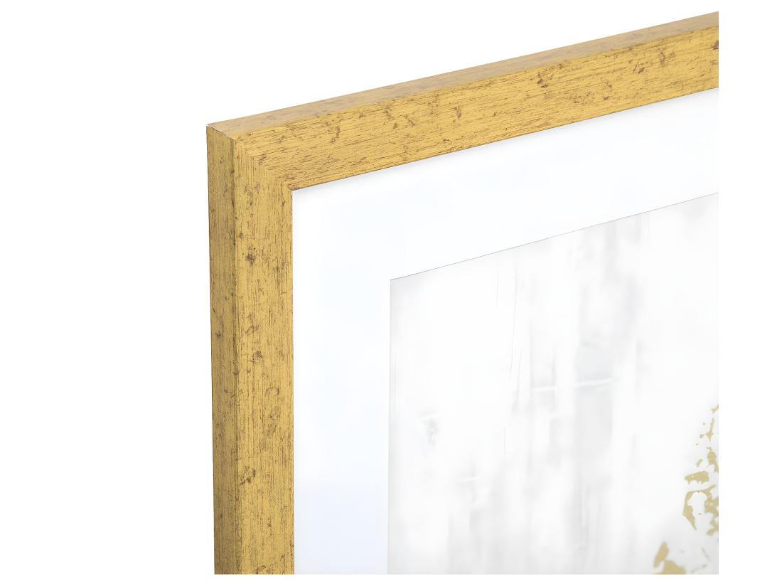 Vente Unique Affiche Encadrée Feuille Dorée 50 X 70 Cm