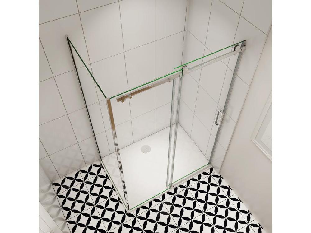 Vente Unique AICA Cabine De Douche Coulissante 100x100x195cm Installation Réversible 8mm Verre De Sécurité Porte De Douche Coulissante