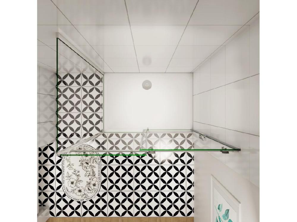 Vente Unique AICA Cabine De Douche Coulissante 100x100x195cm Installation Réversible 8mm Verre De Sécurité Porte De Douche Coulissante