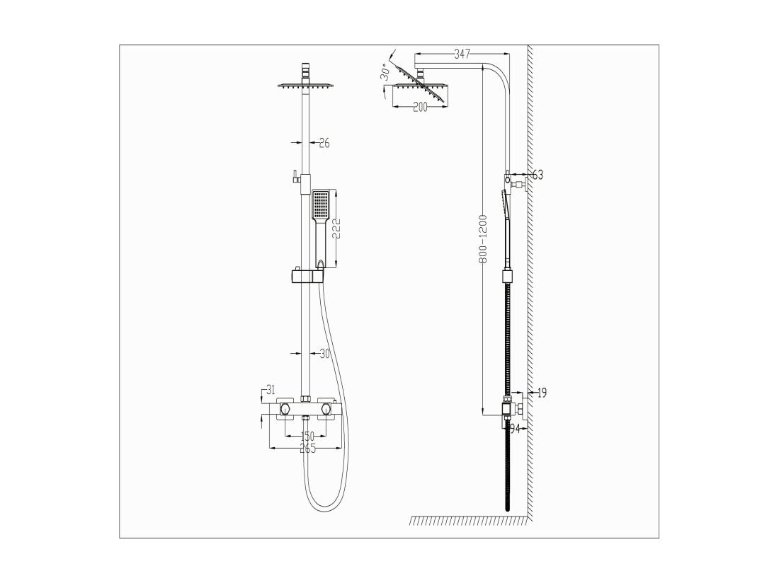 Vente Unique AICA Colonne De Douche Thermostatique Avec Mitigeur Thermostatique