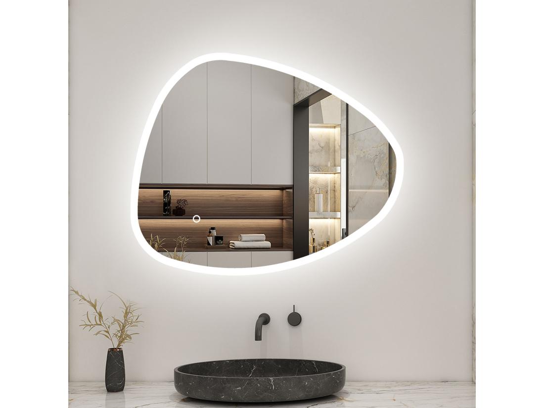 Vente Unique AICA LED Miroir Lumineux 80 X 65cm Avec Anti-buée + 3 Couleurs + Dimmable + Mémoire Miroir Salle De Bain
