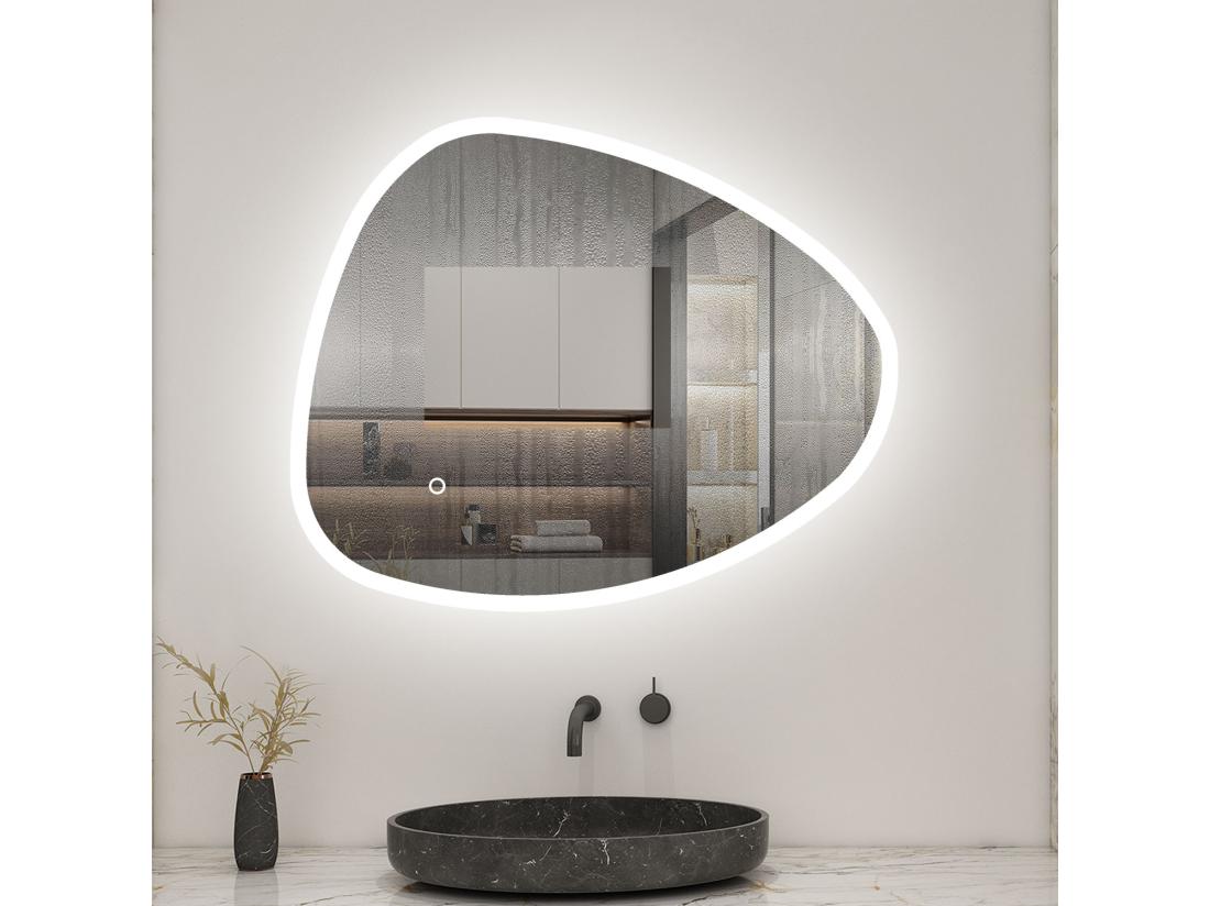 Vente Unique AICA LED Miroir Lumineux 80 X 65cm Avec Anti-buée + 3 Couleurs + Dimmable + Mémoire Miroir Salle De Bain