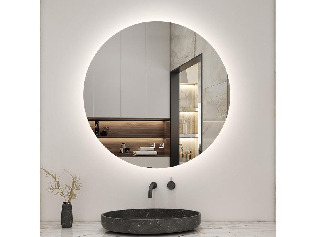 Vente Unique AICA LED Miroir Lumineux Rond 70cm 3 Couleurs + Anti-buée + Dimmable + Mémoire Miroir Salle De Bain