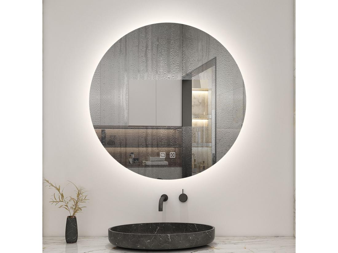 vente unique AICA LED Miroir lumineux rond 70cm 3 couleurs + anti-buée + dimmable + mémoire miroir salle de bain