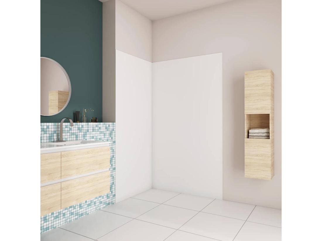 vente unique AICA Panneau mural de douche blanc 100x90x210cm Panneaux muraux salle de bain habillage mural aluminium avec 2 profilés de finition