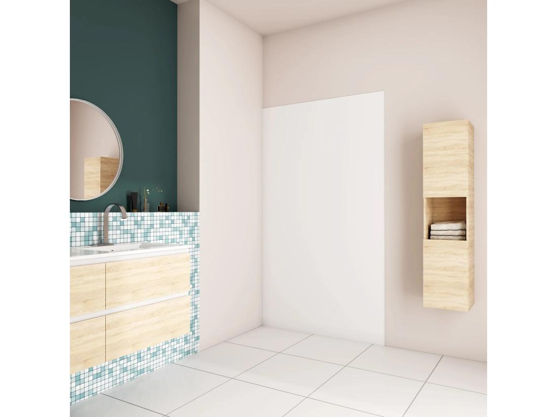 vente unique AICA Panneau mural de douche blanc 90x210cm Panneaux muraux salle de bain habillage mural aluminium