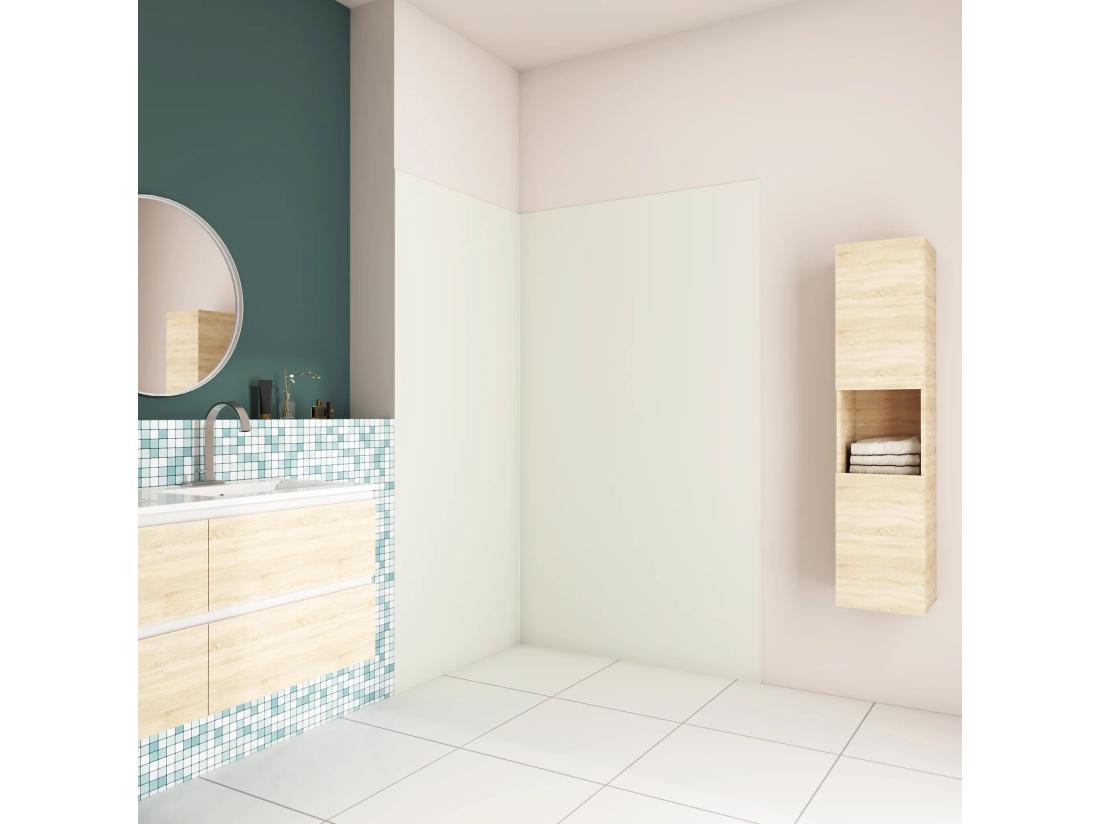 vente unique AICA Panneau mural de douche Ivoire 120x90x210cm Panneaux muraux salle de bain habillage mural aluminium avec 2 profilés de finition