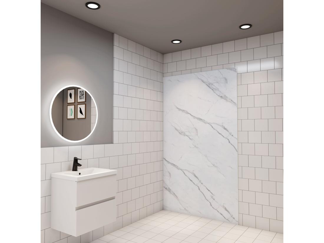 Vente Unique AICA Panneau Mural De Douche L90 X H210 Cm Effet Marbre En Aluminium Hydrofuge Et Imputrescible