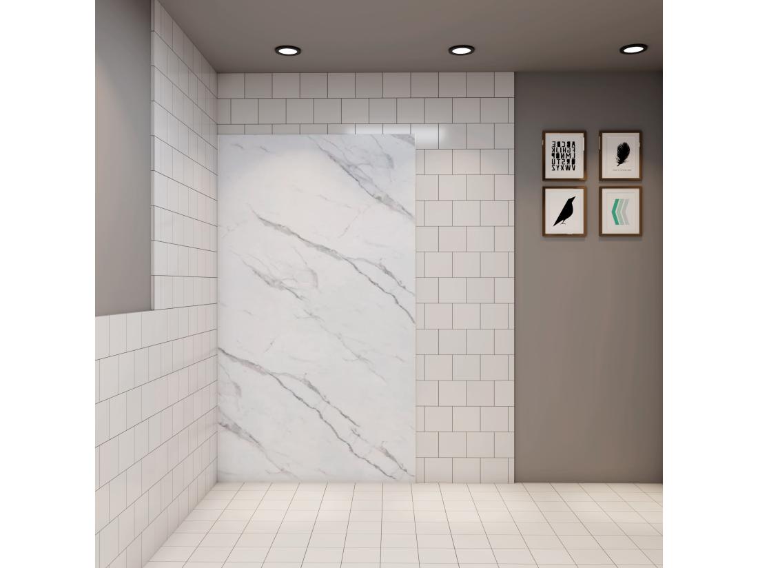 Vente Unique AICA Panneau Mural De Douche L90 X H210 Cm Effet Marbre En Aluminium Hydrofuge Et Imputrescible