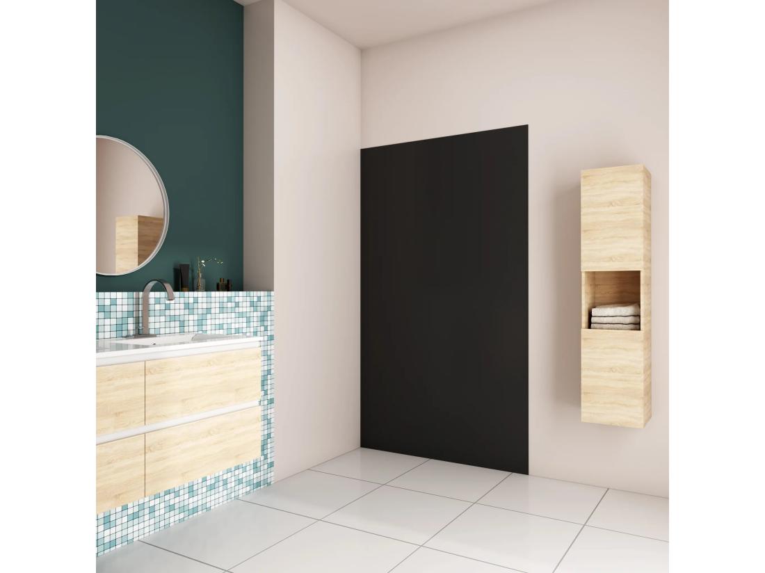 vente unique AICA Panneau mural de douche Noir 90x210cm Panneaux muraux salle de bain habillage mural aluminium