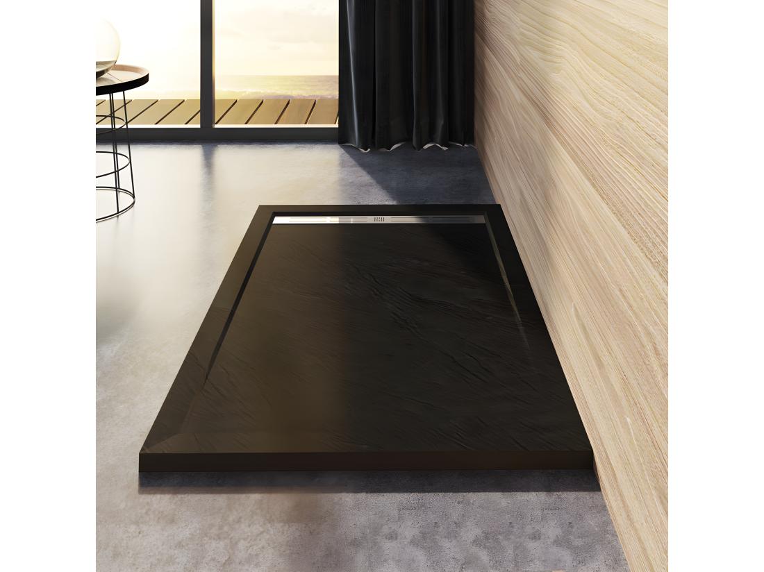 Vente Unique AICA Receveur De Douche à Poser 100x80cm Antidérapant Noir Anthracite
