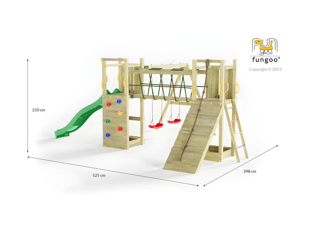 Vente Unique Aire De Jeux Funny 3 Avec Balançoire Double - Fungoo