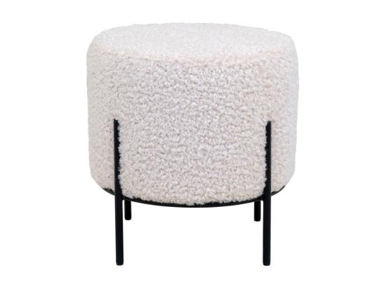 Vente Unique Alford - Pouf Rond En Tissu Bouclette Et Métal ø35 5cm - Blanc
