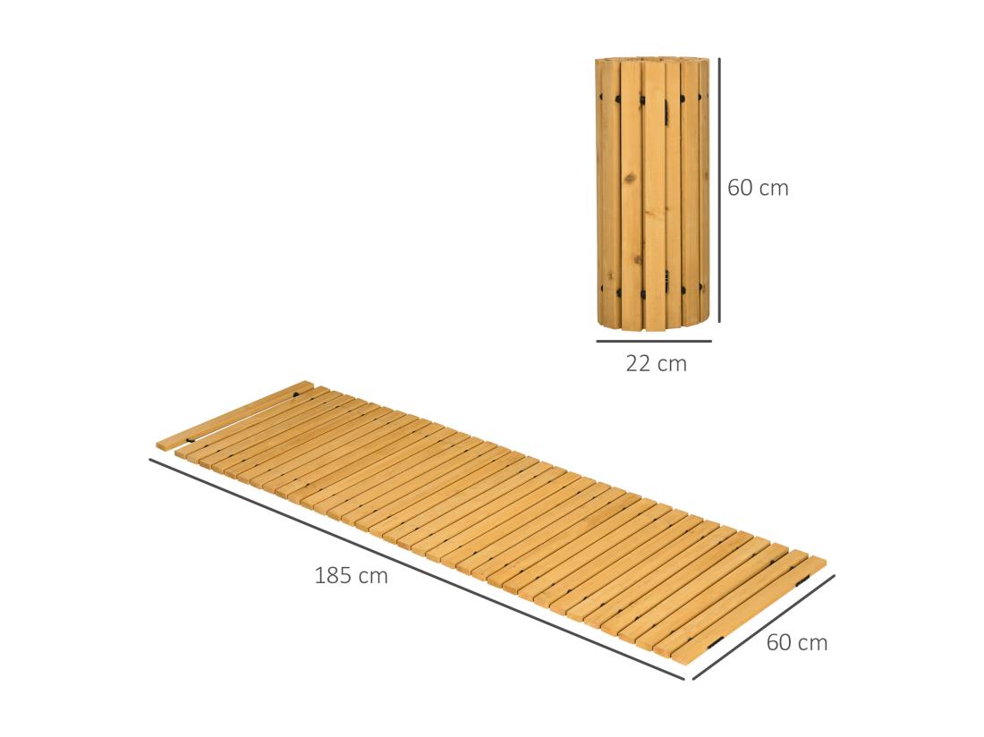 Vente Unique Allée Chemin De Jardin En Lattes De Bois Enroulable - Dim. 185L X 60l X 1 9H Cm - Bois De Sapin Pré-huilé
