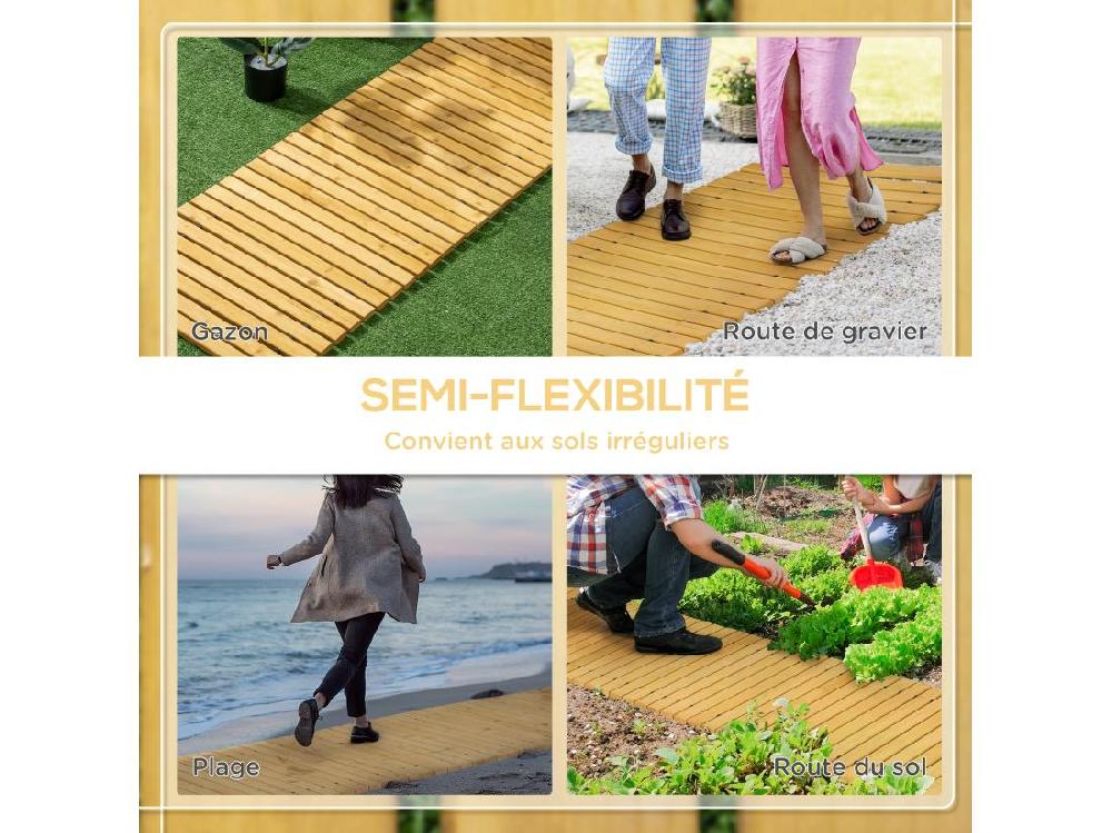 Vente Unique Allée Chemin De Jardin En Lattes De Bois Enroulable - Dim. 185L X 60l X 1 9H Cm - Bois De Sapin Pré-huilé