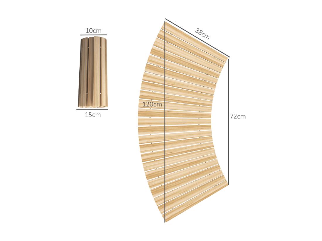 Vente Unique Allée Chemin De Jardin Incurvé Enroulable En Lattes De Bois Dim. 120/72L X 38l Cm Sapin Pré-huilé