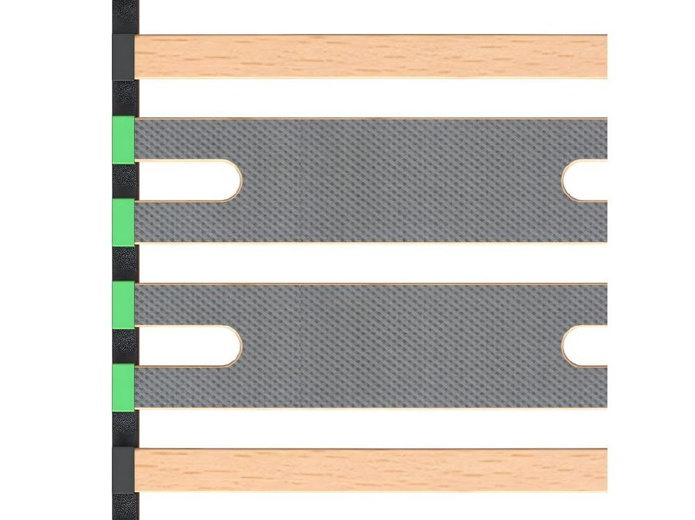 Vente Unique ALTOZONE - Pack Sommier 2x16 Lattes 160x200cm + Pieds Gris + Pied Central