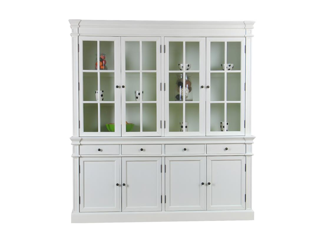 Vente Unique Amaretta Armoire Vitrine 4 Portes Vieux Blanc Vintage Patiné Largeur 186 Cm Hauteur 200 Cm