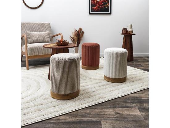 Vente Unique AMORY - Pouf En Velours Côtelé Coloris Terracotta Socle En MDF