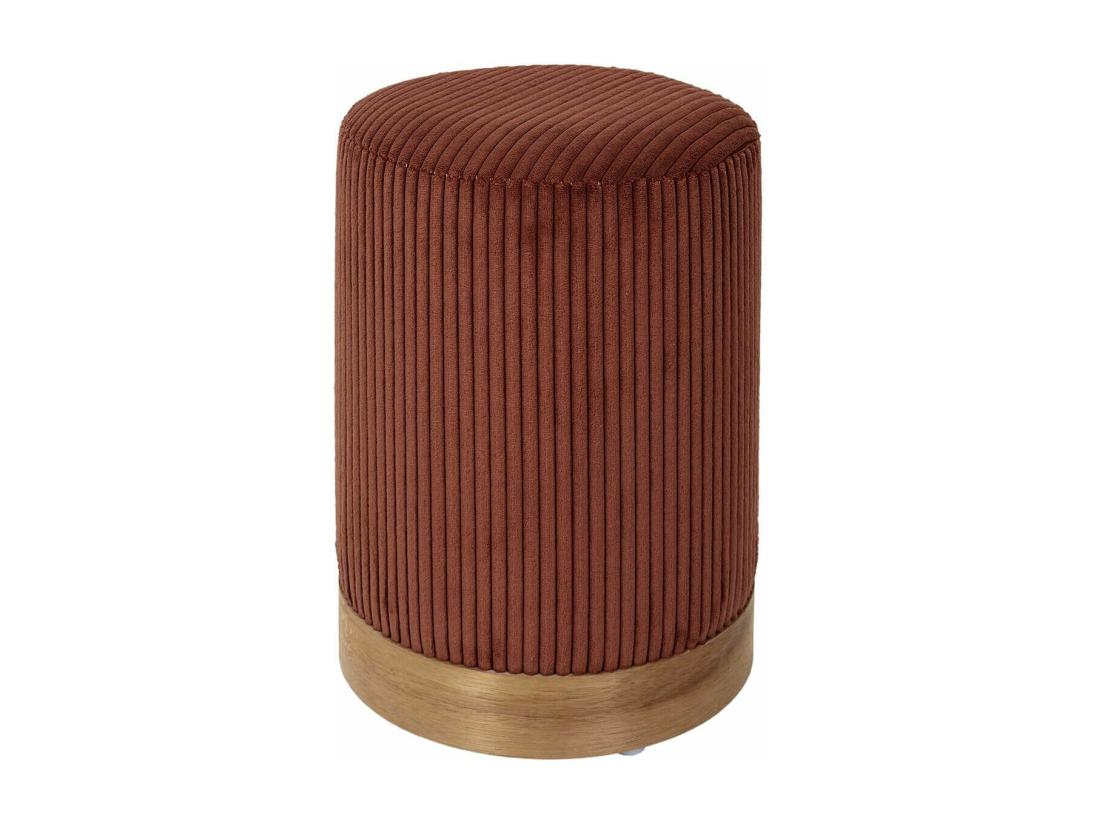 Vente Unique AMORY - Pouf En Velours Côtelé Coloris Terracotta Socle En MDF