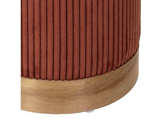Vente Unique AMORY - Pouf En Velours Côtelé Coloris Terracotta Socle En MDF