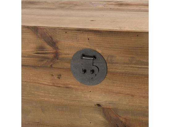 Vente Unique ANDRIAN - Coffre Rangement Marron Bois Pin Recyclé Poignées Métal Noir