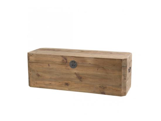 Vente Unique ANDRIAN - Coffre Rangement Marron Bois Pin Recyclé Poignées Métal Noir