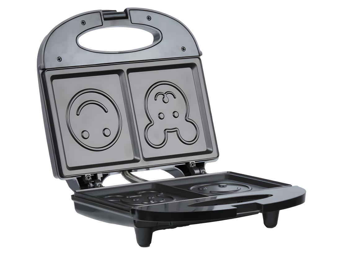 Vente Unique Appareil à Sandwich Avec Plaques De Cuisson Antiadhésif Smiley - LUXIO