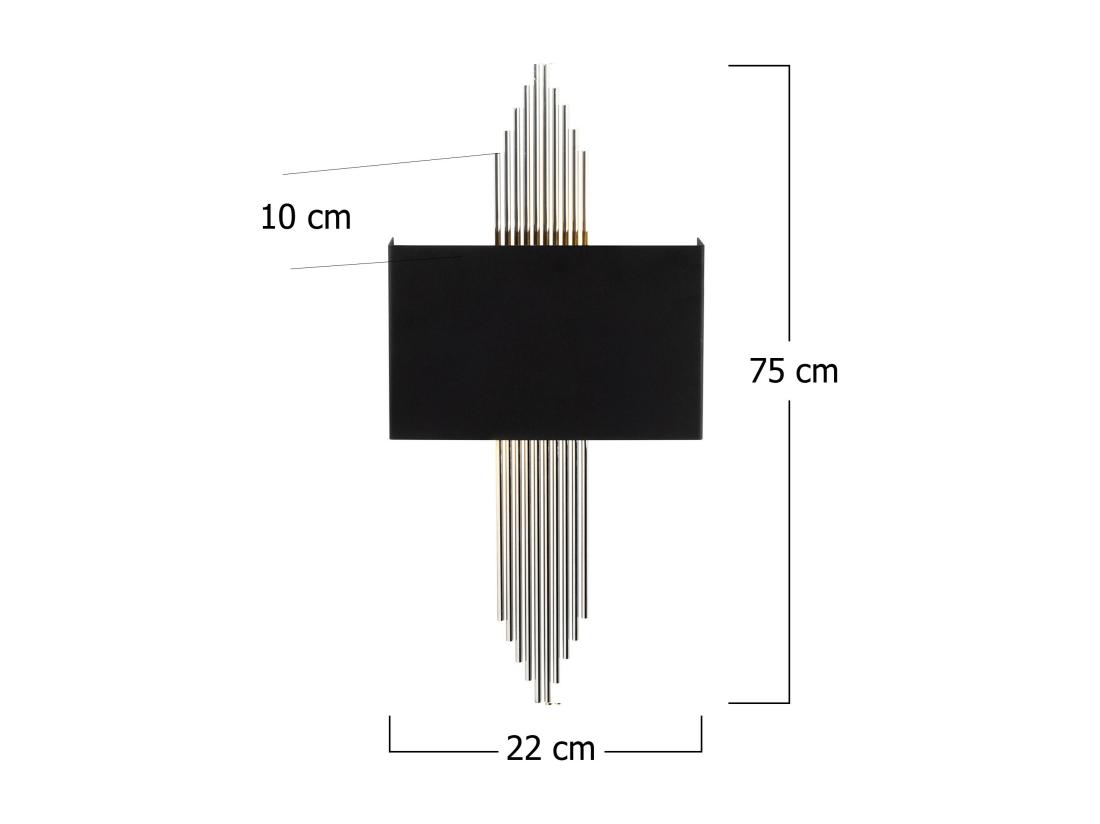Vente Unique Applique Art Déco En Métal Noir Et Argenté - L. 22 X H. 75 Cm - SANGARIUS