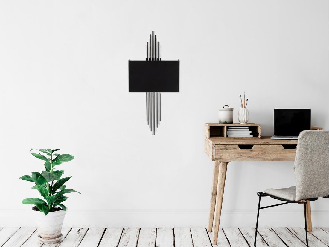 vente unique Applique art déco en métal noir et argenté - L. 22 x H. 75 cm - SANGARIUS